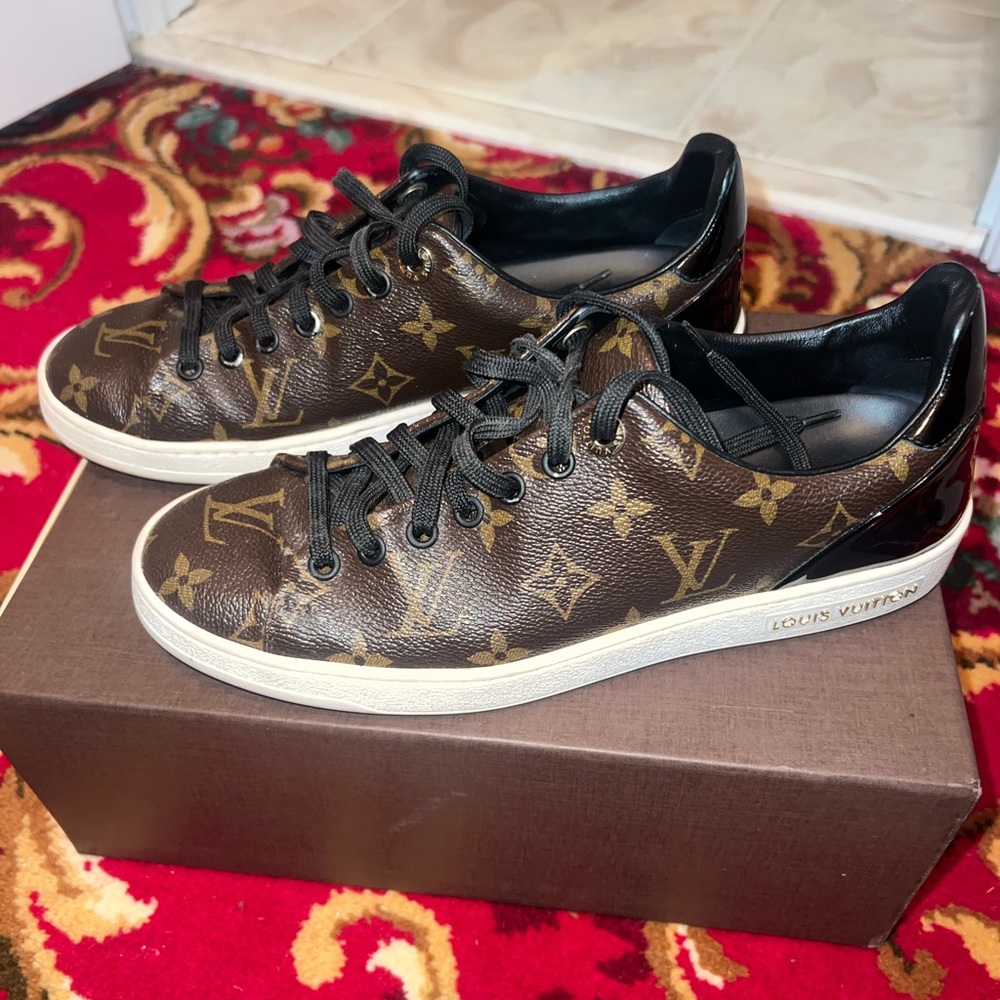 Louis Vuitton Frontrow Black and Brown Monogram Sneakers 37.5